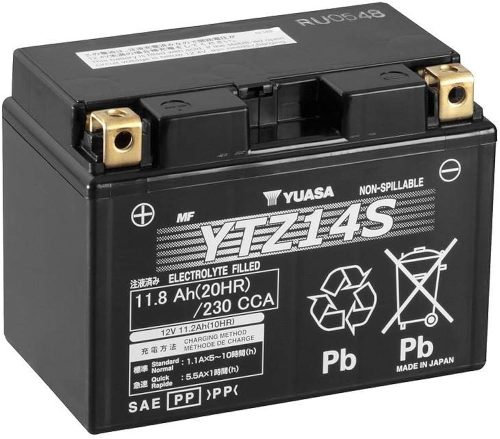 Yuasa, Yuasa YTZ14S Motorradbatterie 12 V 11.2 Ah Poltyp: Schraubklemme Typ 11
