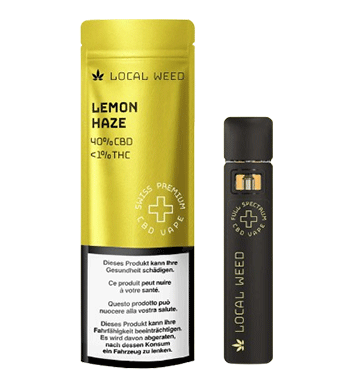 Local Weed, CBD Vape Kit Lemon Haze Wiederaufladbarer Akku und CBD Pod 40% Vollspektrum - 1kit