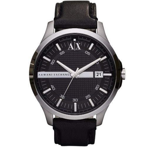 Armani Exchange, Armani Exchange Uhr 3-Zeiger-Werk Datum Leder schwarz