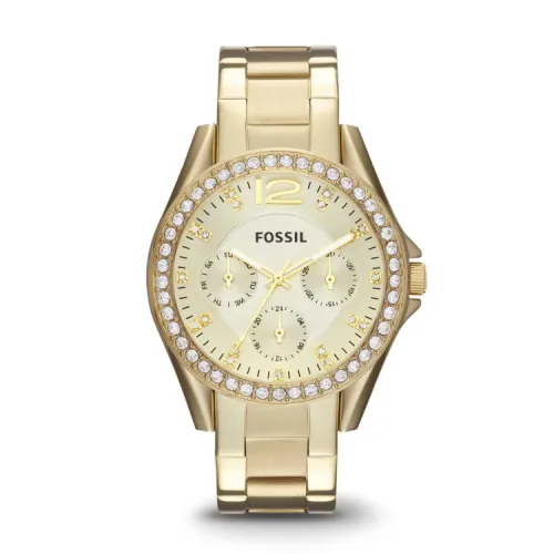 Fossil, Fossil Damenuhr Riley Edelstahl Gold