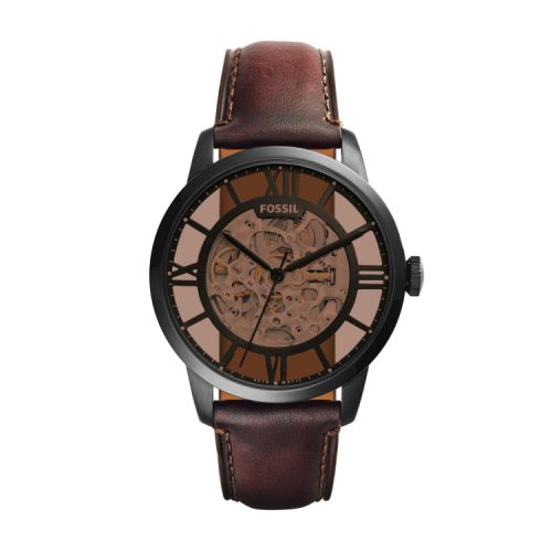 Fossil, Fossil Herrenuhr Townsman Automatik Leder Dunkelbraun
