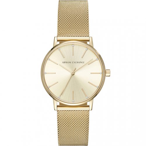 Armani Exchange, Armani Exchange Uhr 3-Zeiger-Werk Milanaise Edelstahl goldfarben