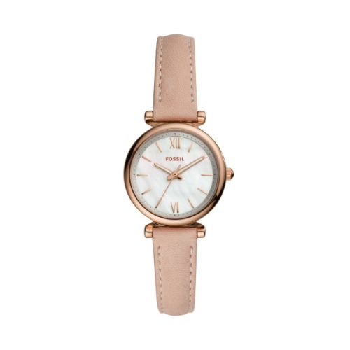 Fossil, Fossil Damenuhr Carlie Mini Leder Rosé