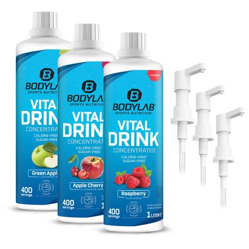 Bodylab24, 3 x Vital Zero Drink (je 1000ml) + Dosierpumpe