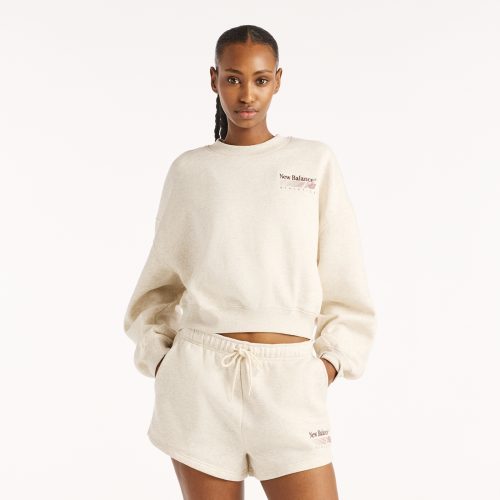 New Balance New Balance W Trackside Fleece Crew Damen, weiss, Grösse: S  Damen, weiss, Grösse: S