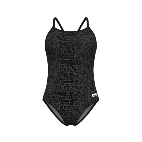 Arena W Arena Snakeskin Swimsuit Lightdrop Back Badeanzug Damen, schwarz, Grösse: D 38