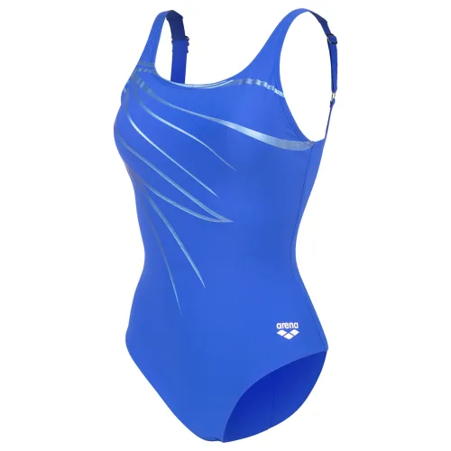 Arena W Arena Swimsuit Lili Squared Back Figurformender Badeanzug Damen, blau, Grösse: D 38