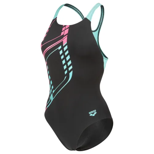 Arena W Arena Graphic Swimsuit Swim Pro L Badeanzug Damen, schwarz, Grösse: D 38