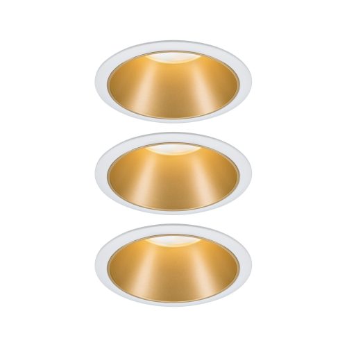 Paulmann, Paulmann 93406 Cole Coin Einbauleuchte 3er Set LED 6.50 W Weiß, Gold