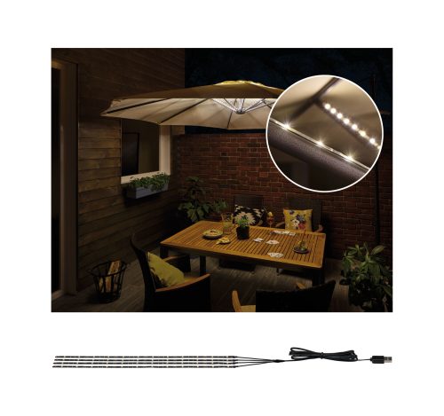 Paulmann, Paulmann 94208 Parasol Akku-Sonnenschirmbeleuchtung 4er Set LED LED fest eingebaut 1.8 W Schwarz