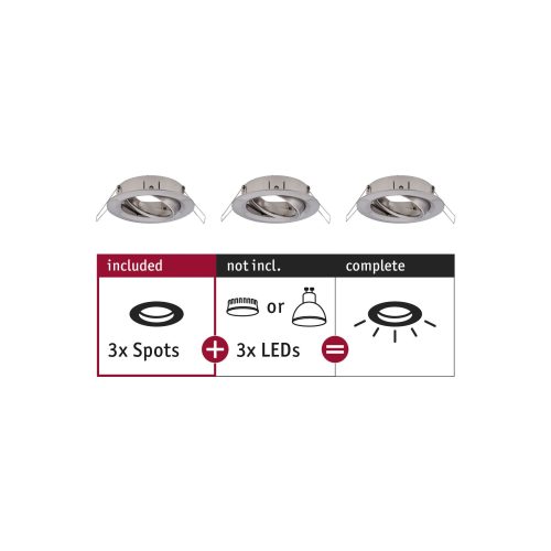Paulmann, Paulmann 92485 EBL Choose Einbauring 3er Set 10 W Eisen (gebürstet)