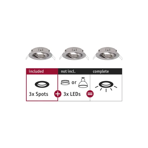 Paulmann, Paulmann 92485 EBL Choose Einbauring 3er Set 10 W Eisen (gebürstet)