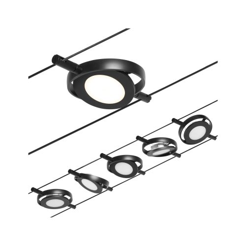 Paulmann, Paulmann RoundMac 94418 Seil-Komplettsystem LED fest eingebaut LED Schwarz (matt), Chrom