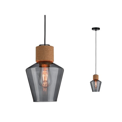 Paulmann, Paulmann Edla 79740 Pendelleuchte LED E27 20 W Schwarz, Kork, Rauch
