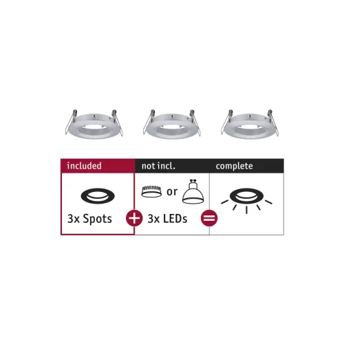 Paulmann, Paulmann 92484 EBL Choose Einbauring 3er Set 10 W Aluminium (gedreht)