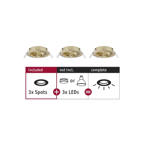 Paulmann, Paulmann 92489 EBL Choose Einbauring 3er Set 10 W Messing (gebürstet)