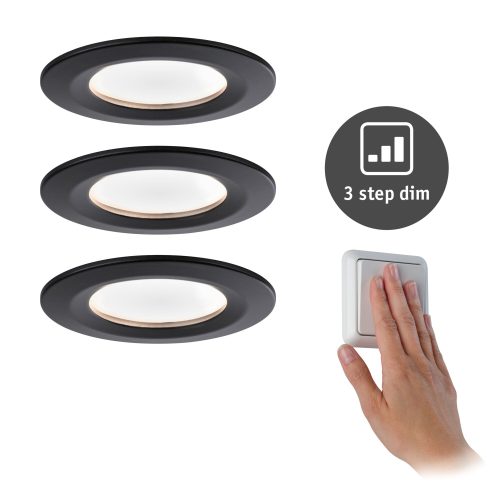 Paulmann, Paulmann 94474 LED-Einbauleuchte 3er Set LED LED fest eingebaut 18 W Schwarz (matt)