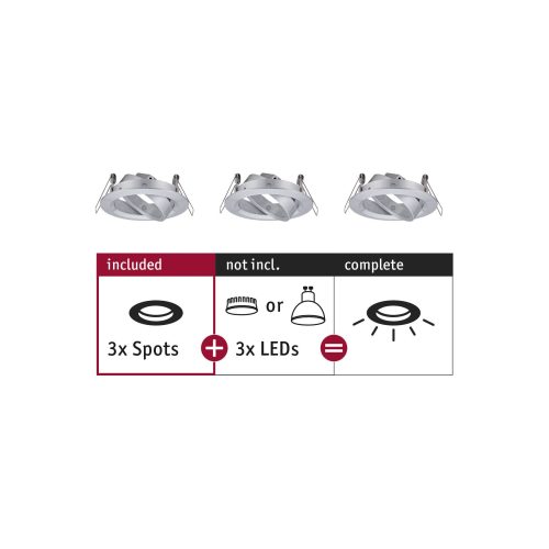 Paulmann, Paulmann 92490 EBL Choose Einbauring 3er Set 10 W Aluminium (gedreht)