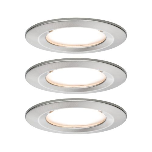 Paulmann, Paulmann Coin Slim LED-Bad-Einbauleuchte 3er Set 6 W IP44 Eisen (gebürstet)