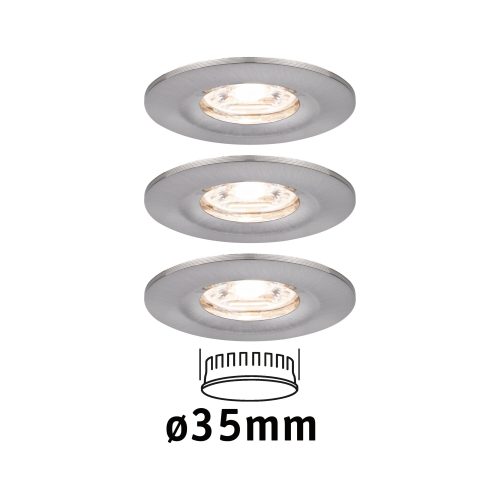 Paulmann, Paulmann 94301 EBL Nova mini Coin LED-Einbauleuchte 3er Set LED-Modul LED fest eingebaut 4 W Eisen