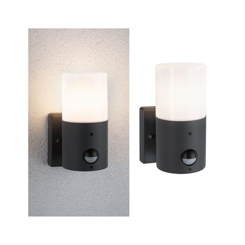 Paulmann, Paulmann Outd 230V Wandl Tubs PIR grau 94648 Außenwandleuchte mit Bewegungsmelder E27 15 W Grau