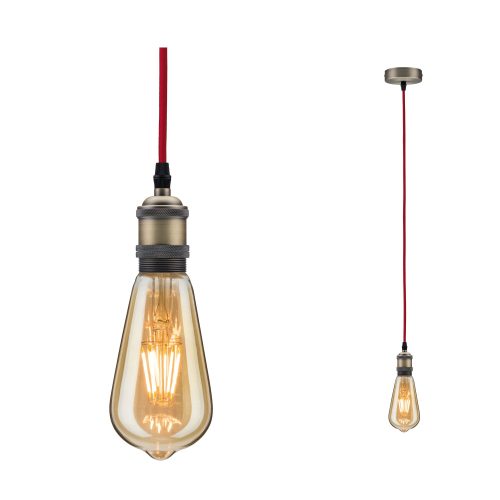 Paulmann, Paulmann Eldar 50386 Deckenleuchte LED E27 Rot, Nickel (gebürstet)