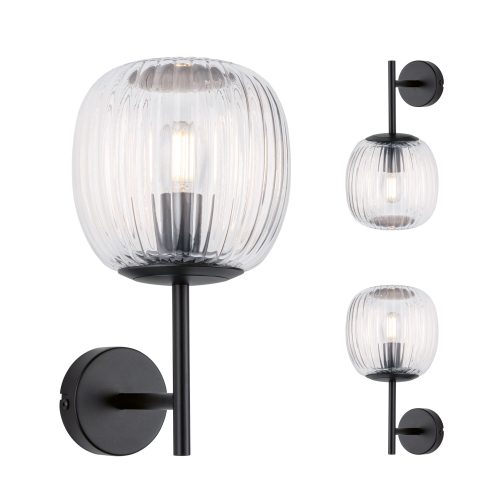 Paulmann, Paulmann Ruya 71144 Wandleuchte E14 Glas, Schwarz (matt)