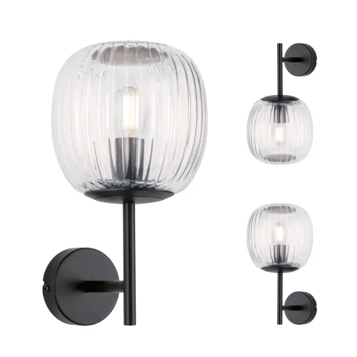 Paulmann, Paulmann Ruya 71144 Wandleuchte E14 Glas, Schwarz (matt)