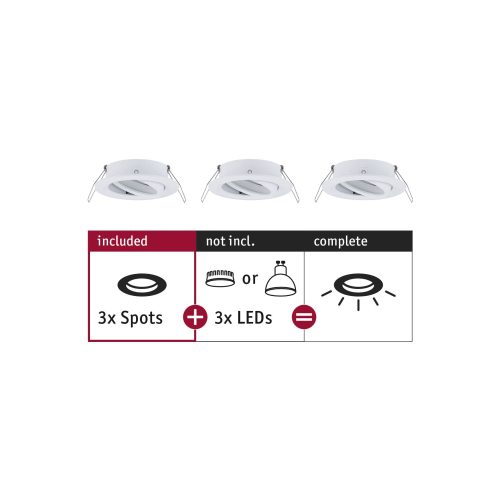 Paulmann, Paulmann 92486 EBL Choose Einbauring 3er Set 10 W Weiß