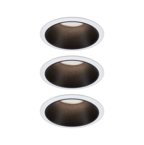 Paulmann, Paulmann 93402 Cole Coin Einbauleuchte 3er Set LED 6 W Weiß, Schwarz