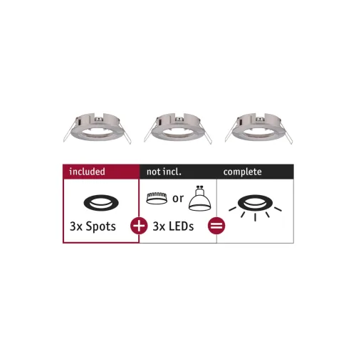 Paulmann, Paulmann 92479 EBL Choose Einbauring 3er Set 10 W Eisen (gebürstet)