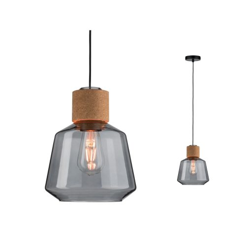 Paulmann, Paulmann Elia 79739 Pendelleuchte LED E27 20 W Kork, Rauch, Schwarz