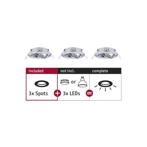 Paulmann, Paulmann 92488 EBL Choose Einbauring 3er Set 10 W Chrom