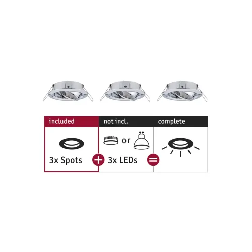 Paulmann, Paulmann 92488 EBL Choose Einbauring 3er Set 10 W Chrom