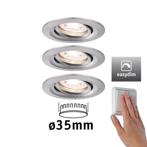 Paulmann, Paulmann 92973 EBL Nova mini Plus Coin LED-Einbauleuchte 3er Set 4.20 W Eisen