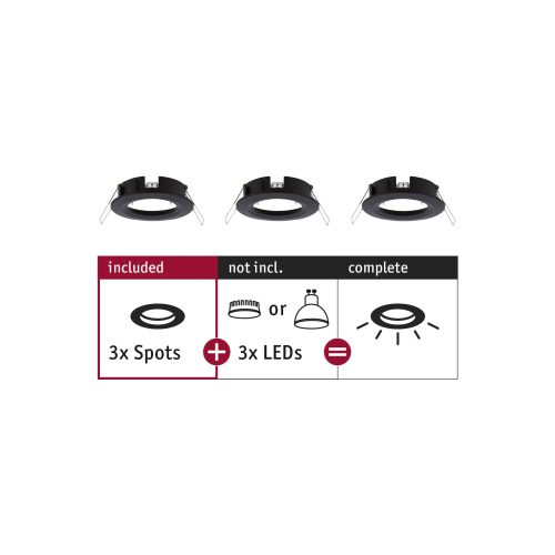 Paulmann, Paulmann 92481 EBL Choose Einbauring 3er Set 10 W Schwarz (matt)