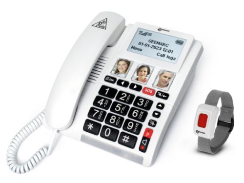 Geemarc, Geemarc CL9000 Schnurloses Seniorentelefon Foto-Tasten, Freisprechen, für Hörgeräte kompatibel, inkl. Notrufsender,