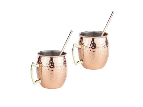 FS-STAR, Unsere Neuheiten, FS-STAR Mule Becher 2er Set inkl. 2 Trinkhalmen, Produkte & Wohnen