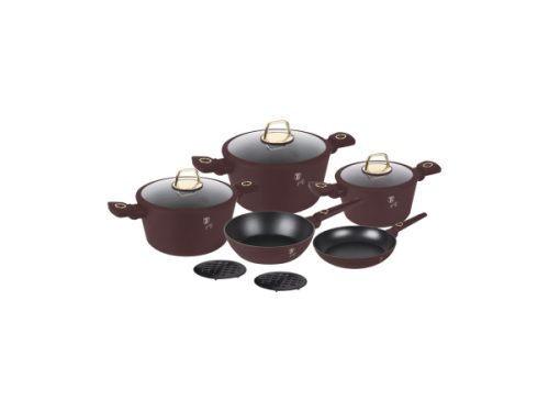 Berlinger Haus - Kochgeschirr-Set 10-teiliges matt bordeaux Leonardo Collection, One Size