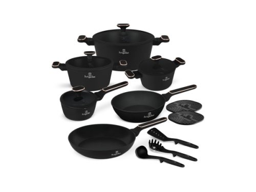 Berlinger, Küchenbedarf, Berlinger Haus 15-teiliges Kochgeschirr-Set PRO Black Rose Collection, Produkte & Wohnen