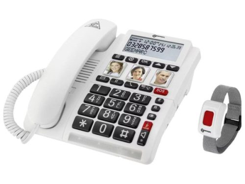 Geemarc, Geemarc CL610 Schnurgebundenes Seniorentelefon Foto-Tasten, Freisprechen, für Hörgeräte kompatibel, inkl. Notrufsender,