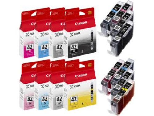 Canon, Canon CLI-42 BK/GY/LGY/C/M/Y/PC/PM Original Tintenpatrone 6384B010 Schwarz, grau, hellgrau, cyan, foto cyan, magenta, foto magenta 8 Stück Multipack