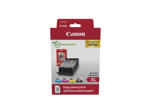 Canon, Canon Tintenpatrone "CLI-581XL BK/C/M/Y Tinte mit hoher Reichweite + Fotopapier Value Pack"