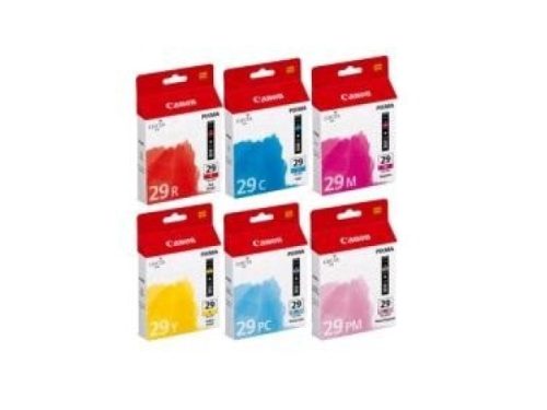 Canon, Canon PGI-29MBK/PBK/DGY/GY/LGY/CO Original Tintenpatrone Matt Schwarz, Foto Schwarz, Grau, Dunkelgrau, Hellgrau Multipack 6 Stück