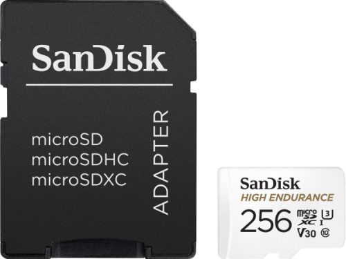 SanDisk - High Endurance Monitoring (microSDXC, 256GB, U3, UHS-I), Weiss, 256 GB