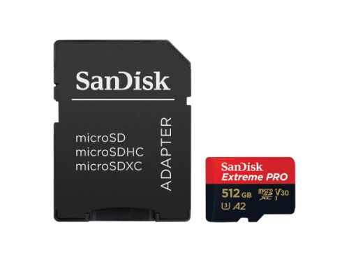 SanDisk - Ext PRO microSDXC +SD /s (512 GB, U3, UHS-I), Rot Bunt, 512 GB
