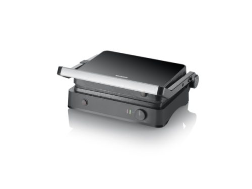 Severin, Severin SEVINI Lite KG 2398 Tisch Kontaktgrill stufenloser Temperaturregler Schwarz/Silber