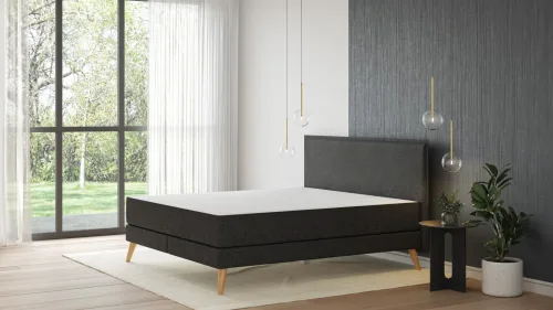 Emma, Emma Original Elite Boxspringbett - Dunkelgrau - 160x200 cm - Kopfteil Kissen - Holzfüße