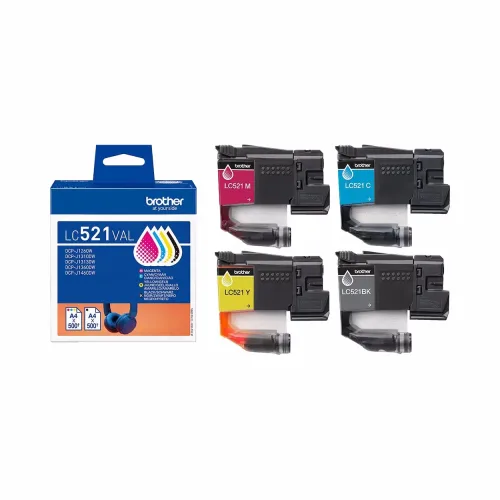 Brother, BROTHER Valuepack Tinte CMYBK LC-521VAL DCP-J1360DW 500 Seiten