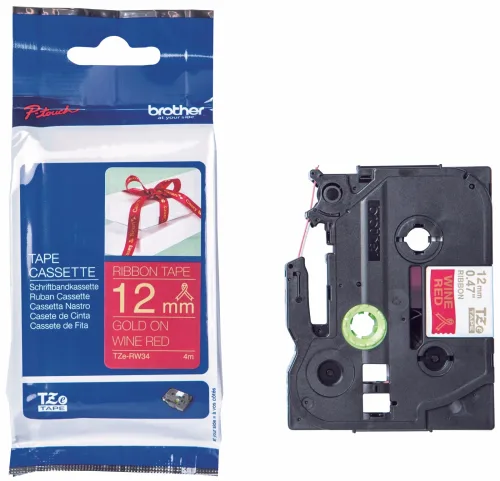 PTOUCH, PTOUCH Band, laminiert gold/rot TZe-RW34 PT-DV600VP 12 mm